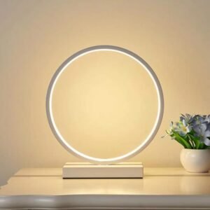 afralia™ led ring table lamp modern nordic bedroom lighting fixture d white dia 22cm eu plug cold white dimmable