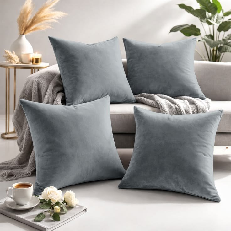 square scatter velvet cushion cover ( set of 4 )